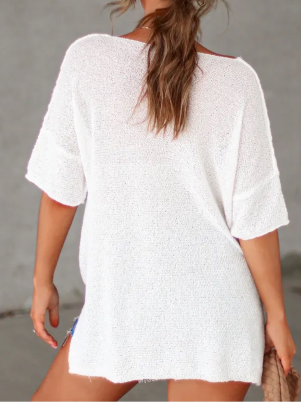 NWT VICI DAVI & DANI PRUDENCE KNIT OVERSIZED TOP IN WHITE SZ XS - Picture 4 of 5